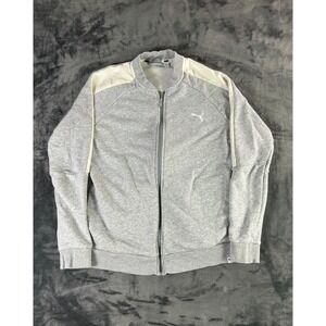 Y2K Puma Track Jacket‎ Gray White Women's XL Full Zip Lightweight